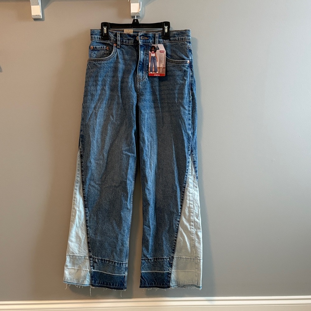 Two-Tone Blue and Cream Girls Jeans